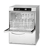 Tilted Front view of the DC SG40 Standard Range 400mm Basket Glasswasher with display glasses