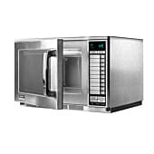 Front view of the Sharp R22AT Commercial Microwave, 1500W with open door