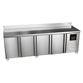 Front view of the Sterling Pro Green SPI-7-225-40 4 Door Counter Fridge with 100mm Splashback, 615 Litres