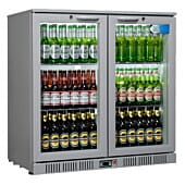 Front view of the Coolpoint HX200 Double Hinged Glass Double Door Grey Bottle Cooler