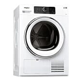 Tilted front view of the Whirlpool AWZ9HP/PRO Omnia 6th Sense Heat Pump Condenser Dryer