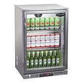 Sterling Pro Green SP1LO-OUT-STS Hinged Single Door Stainless Steel Low Height Bottle Cooler, 106 x 330ml Bottles