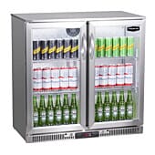 Sterling Pro Green SP2LO-OUT-STS Hinged Double Door Stainless Steel Low Height Bottle Cooler, 180 x 330ml Bottles