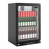 Front view of the Sterling Pro SP1HC-BK Green 106 Bottle Hinged Single Door Bottle Cooler