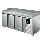 Front view of the Sterling Pro Green SPI-7-180-30-GR 3 Door Granite Counter Fridge 452 Litres