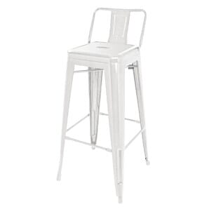 Bolero Bistro Steel High Stool With Backrest White (Pack of 4) - DL890