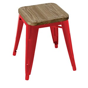 Bolero Bistro Low Stools with Wooden Seat Pad Red (Pack of 4) - GM637