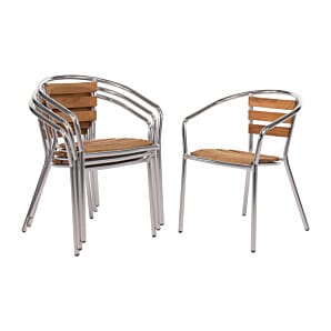 Bolero Aluminium and Ash Chairs (Pack of 4) - U421