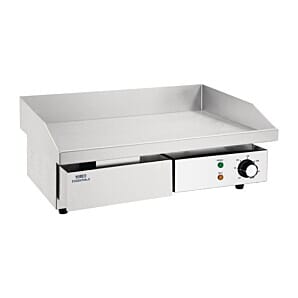 Front view of the Nisbets Essentials DA397 Steel Plate Countertop Griddle