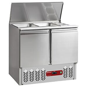 Diamond SAL2M/R6 2 Door Refrigerated Saladette Counter with Lid, 240 Litres