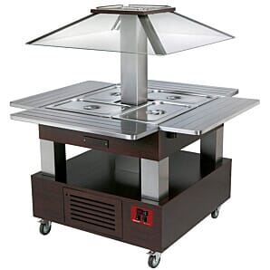 Diamond CBM/4D-B1 Wengé Wood Warming Island Bain Marie Buffet Bar, 4 x 1/1 GN