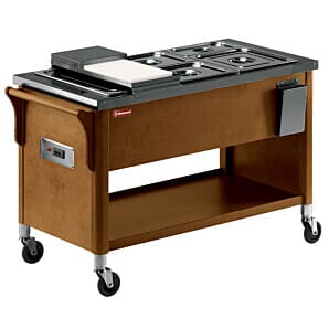 Diamond CMB-311W Wengé Wood Warming Bain Marie Buffet Tray Bar, 3 x 1/1 GN