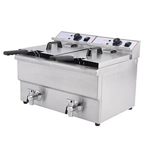 Hamoki DF-8T-2 Electric Double Tank and Tap Deep Fat Fryer, 2 x 3.25kW
