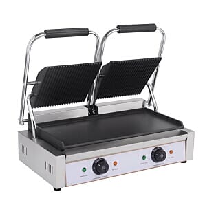 Hamoki PG-2SA Ribbed Top & Bottom Contact Electric Twin Grill, 2 x 1.8kW