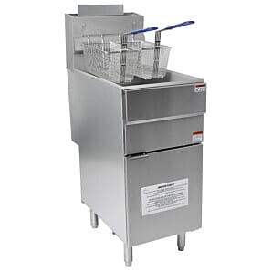 Hamoki GF90 Free Standing Single Tank / Double Basket Natural Gas Fryer, 26.4kW