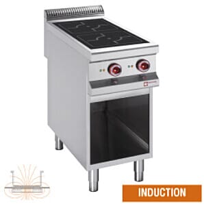 Diamond E99/2SPA1-N-SH/R 2 Induction Hobs Freestanding Electric Range Cooker on Neutral Open Cupboard, 5kW