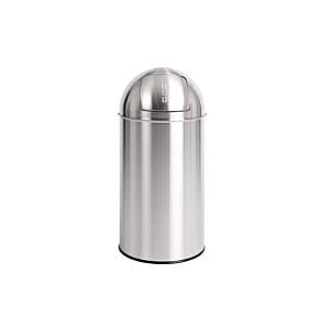 Bolero Stainless Steel Push Top Bullet Bin Silver 40Ltr - U803