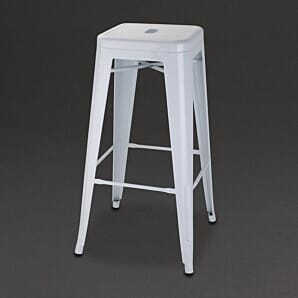 Bolero Bistro Galvanised Steel High Stools White (Pack of 4) - DM763