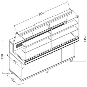 Diamond SA21XR/R2 Snack Patisserie Display Counter with Understorage, 2100mm