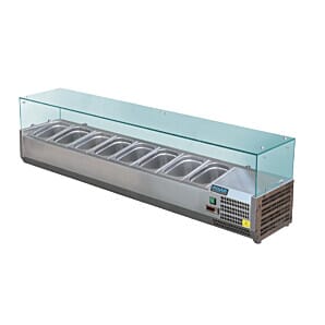 Front view of the Polar GD877 G-Series Countertop Prep Fridge 8x 1/3GN, 1800mm
