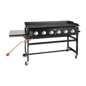 Front view of the Buffalo CY265 6 Burner LPG Barbecue Griddle, 24kW