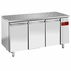 Diamond TPS3B/HG 3 Door Stainless Steel Granite Top Freezer Counter