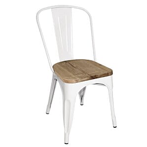 Front view of the Bolero GM644 Bistro Side Chair with Wooden Seat Pad White (Pack of 4)
