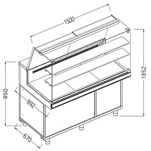 Diamond VA15XR Snack Patisserie Display Counter, 1500mm