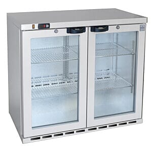 Osborne 220ES GSI eCold Double Door Silver Undercounter Fridge, 188 Litres