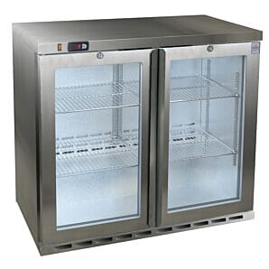 Osborne 220ES GSS INT eCold Double Door Stainless Steel Undercounter Fridge, 188 Litres