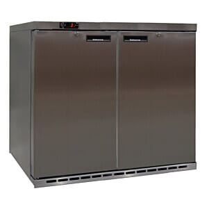 Osborne 220ES GSS INT eCold Solid Double Door Stainless Steel Undercounter Fridge, 188 Litres