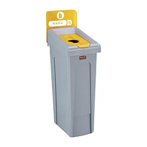 Rubbermaid Slim Jim Plastic Recycling Station Yellow 87Ltr - DY085