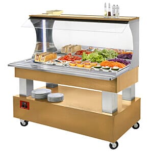 Diamond ASB/4N-D1-R2 Wood Light Oak Wall Refrigerated Buffet Salad Bar, 4 x 1/1 GN