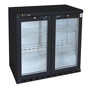 Osborne 250ES GBL eCold Double Door Black Undercounter Fridge, 220 Litres