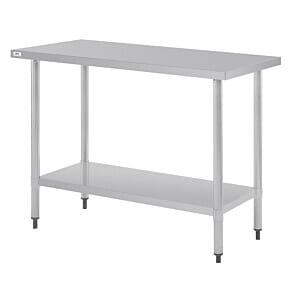 Front view of the Nisbets Essentials DF677 Self Assembly Stainless Steel Table, 1200mm x 600mm