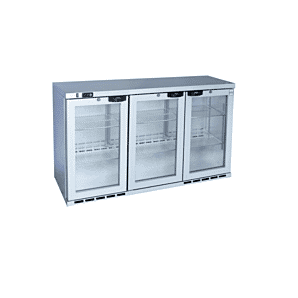 Osborne 280ES GSI eCold Triple Door Silver Undercounter Fridge, 288 Litres