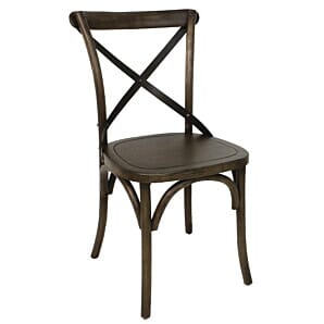 GG658 - Bolero Wooden Dining Chair with Metal Cross Backrest (Walnut Finish) (Pa - GG658