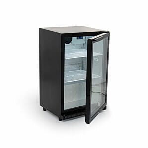 Arctica HEF971 Hinged Single Door Black Low Height Bottle Cooler, 140 x 330ml Cans