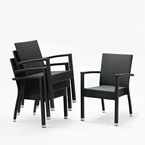 Front view of the Bolero DL477 PE Wicker Charcoal Arm Chair (Pack of 4)
