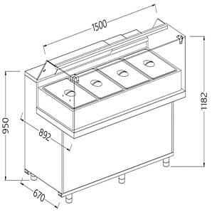 Diamond MB15X Refrigerated Bain Marie Display Counter, 1500mm