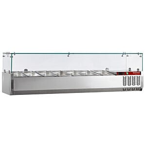 Diamond SY160/DV-R6 Stainless Steel Topping Unit with Sneezeguard, 7 x 1/3 GN