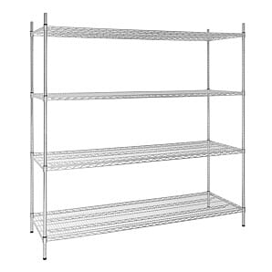 Front view of the Vogue U259 4 Tier Wire Shelving Kit, 1830mm x 610mm
