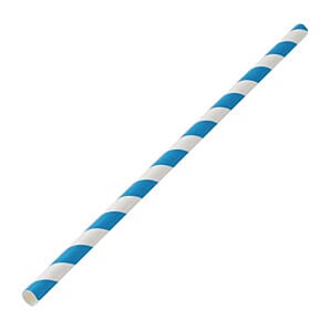 Utopia DW198 Biodegradable Paper Straws Blue Stripes (Pack of 250)
