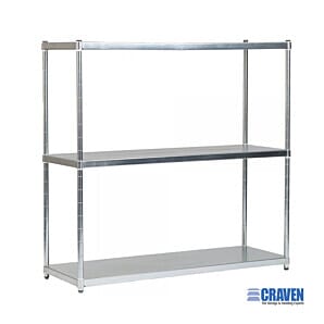 Craven 3SSM600-300-GR 3 Tier Stainless Steel Solid Shelving, 300mm Deep