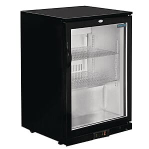 Front view of the Polar GL011 G-Series Back Bar Hinged Single Door Cooler, 128 Litres