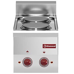 Diamond E60/2P3T-N 2 Rounded Hobs Countertop Electric Range Cooker, 4kW