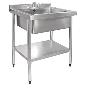 Front view of the Vogue GJ537 Stainless Steel Midi Pot Wash Sink with Undershelf
