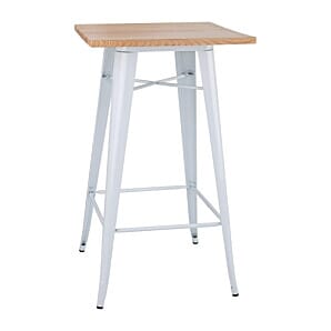 Bolero Bistro Bar Table with Wooden Top White (Single) - FB597