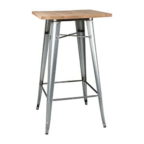 Bolero Bistro Bar Table with Wooden Top Galvanised Steel (Single) - FB599