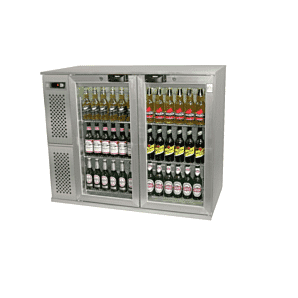 Osborne 420ES GSI eCold Double Door Silver Undercounter Fridge, 257 Litres